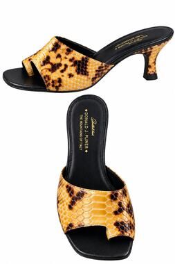 Donald Pliner Brown Patent Python Leather Toe Ring Slide Shoe NIB $250 Sz 5.5